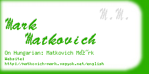 mark matkovich business card